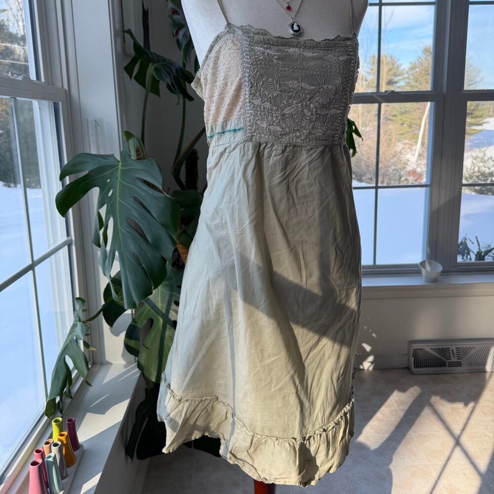 Vintage Wet Seal Sage Green Boho Midi Dress Medium